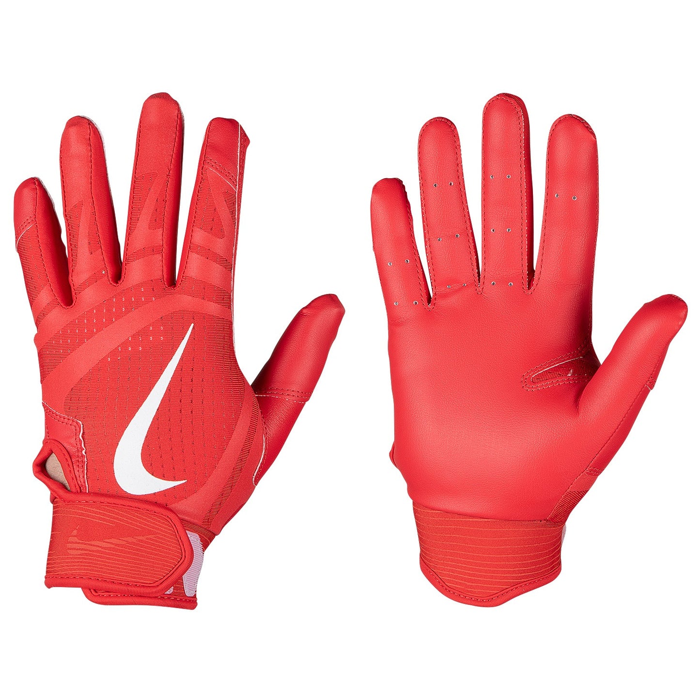 Red sports gloves with a white logo on a white background