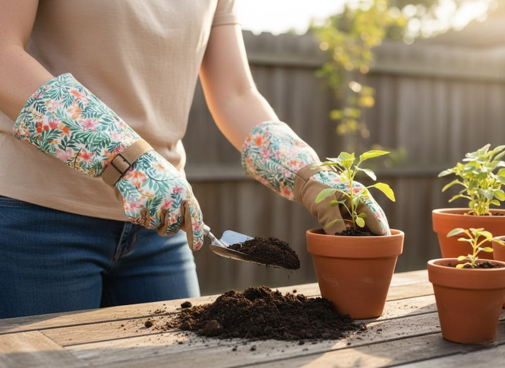 Long Cuff Gardening Gloves Tropical Haze