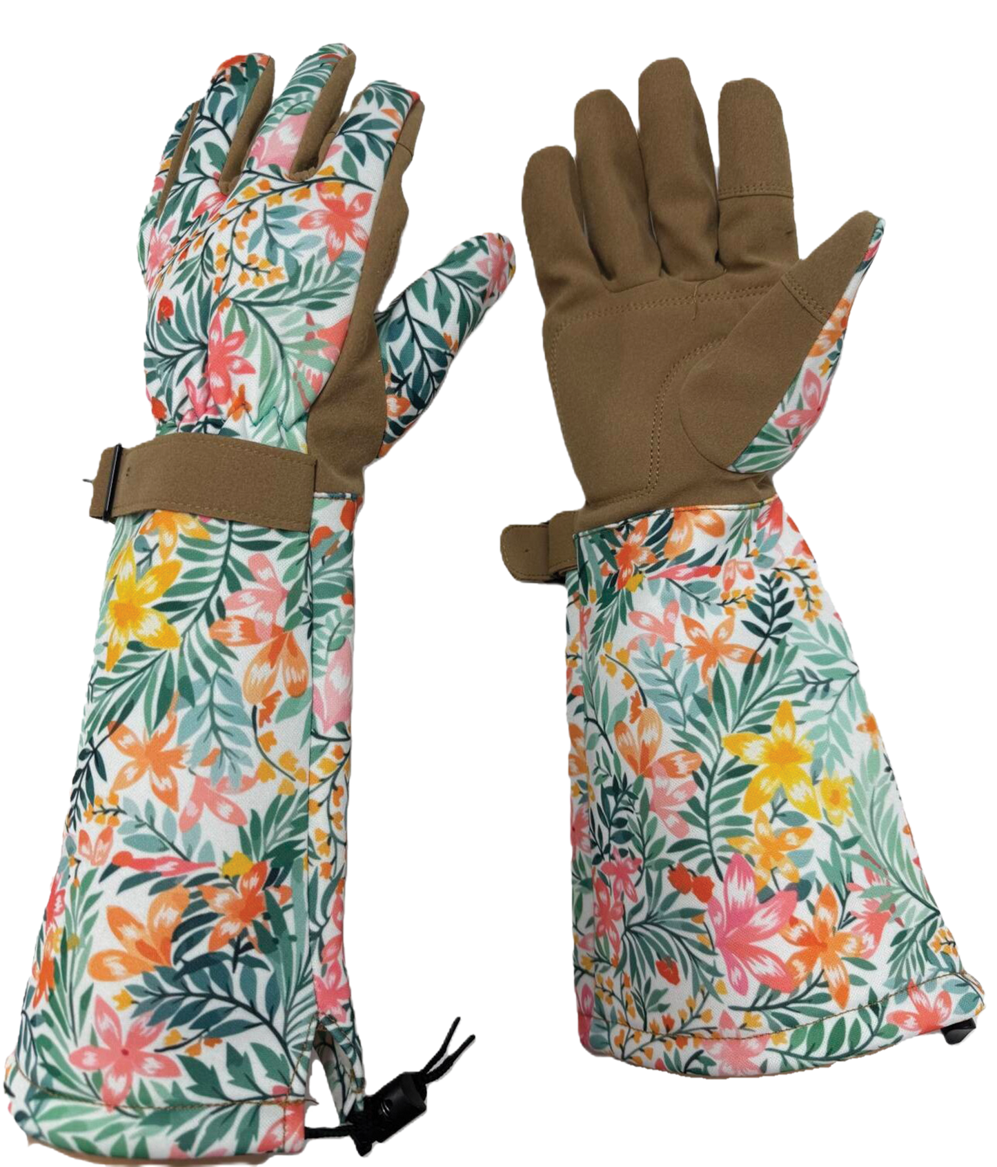 Long Cuff Gardening Gloves with floral pattern