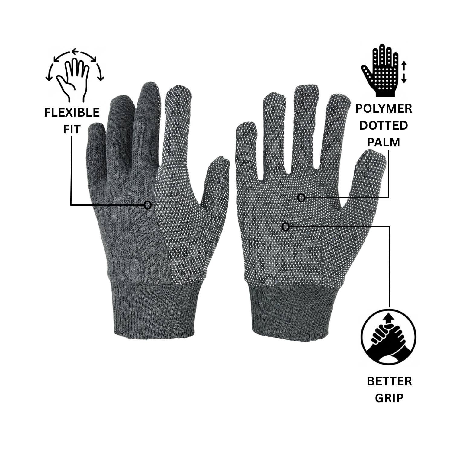 Polymer Dotted Jersey Work Gloves Schield® Better Grip, Flexible Fit