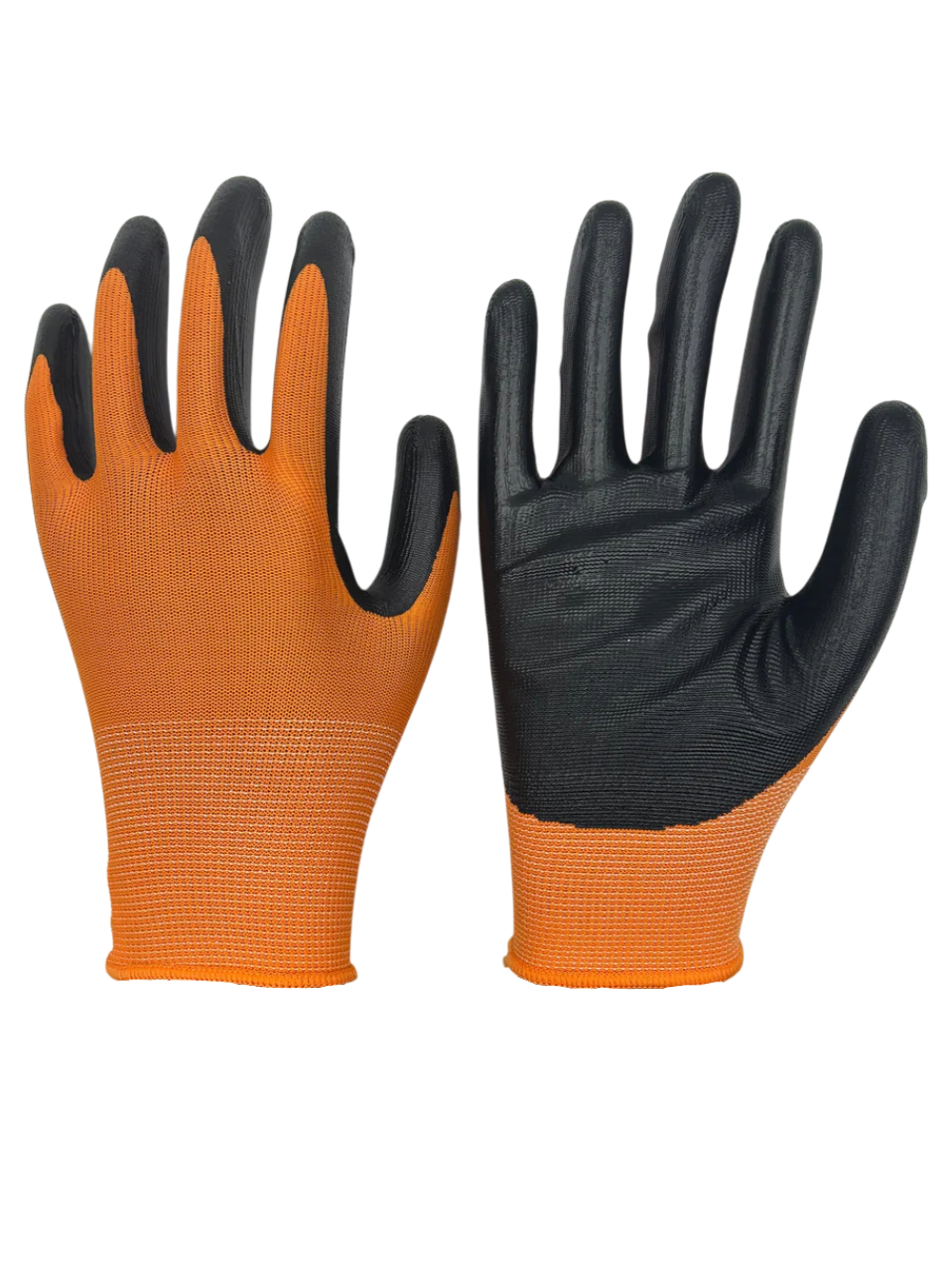 Nitrile Dipped Work Gloves orange color