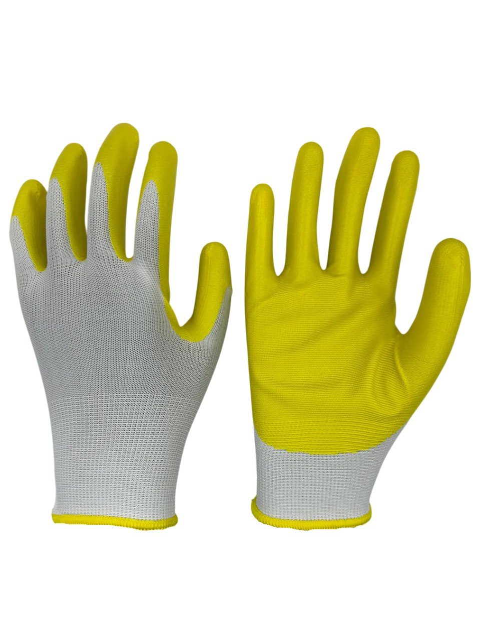 Nitrile Dipped Work Gloves yellow color