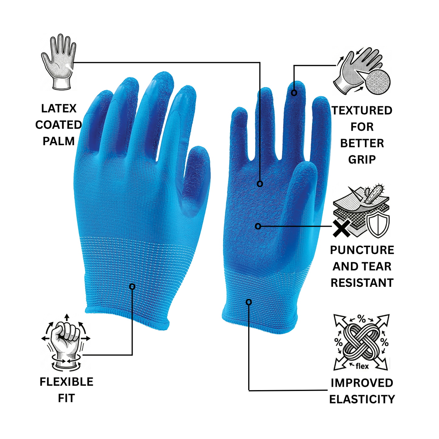 Latex Coated Gardening Gloves