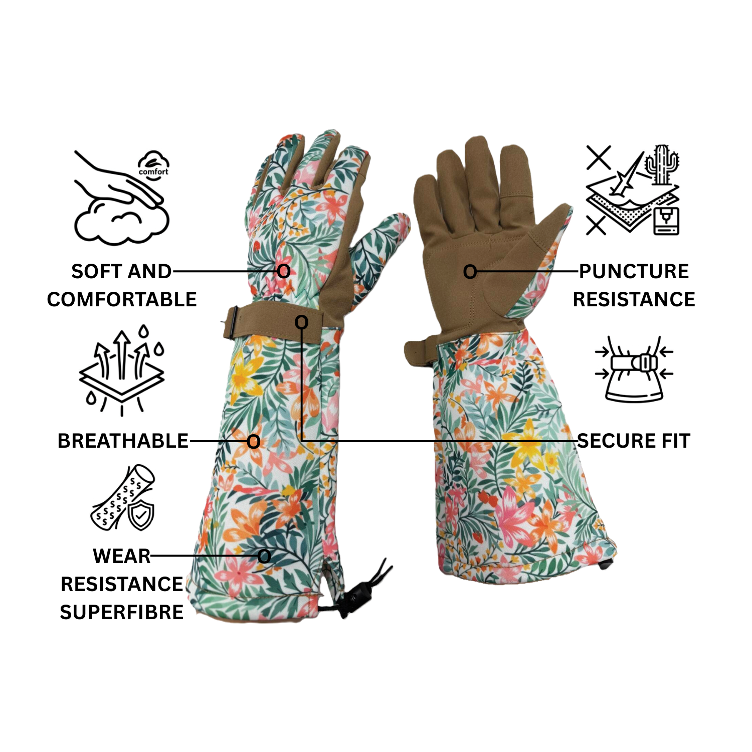 Long Cuff Gardening Gloves Tropical Haze