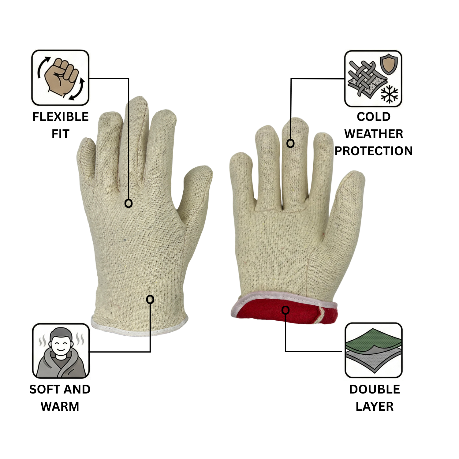 Insulated Jersey Gloves Schield® Double Layered, Cold Weather Protection