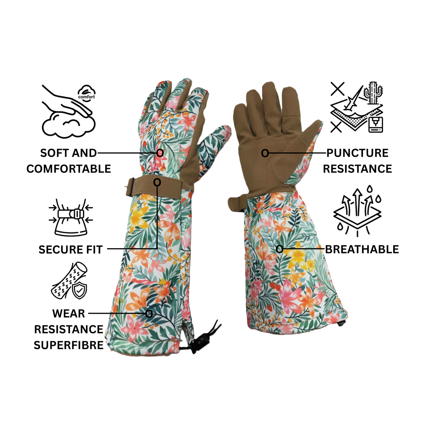Long Cuff Gardening Gloves Tropical Haze