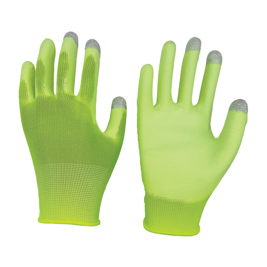 Schield® PU-Coated Touch screen Work Gloves, size large, in green.