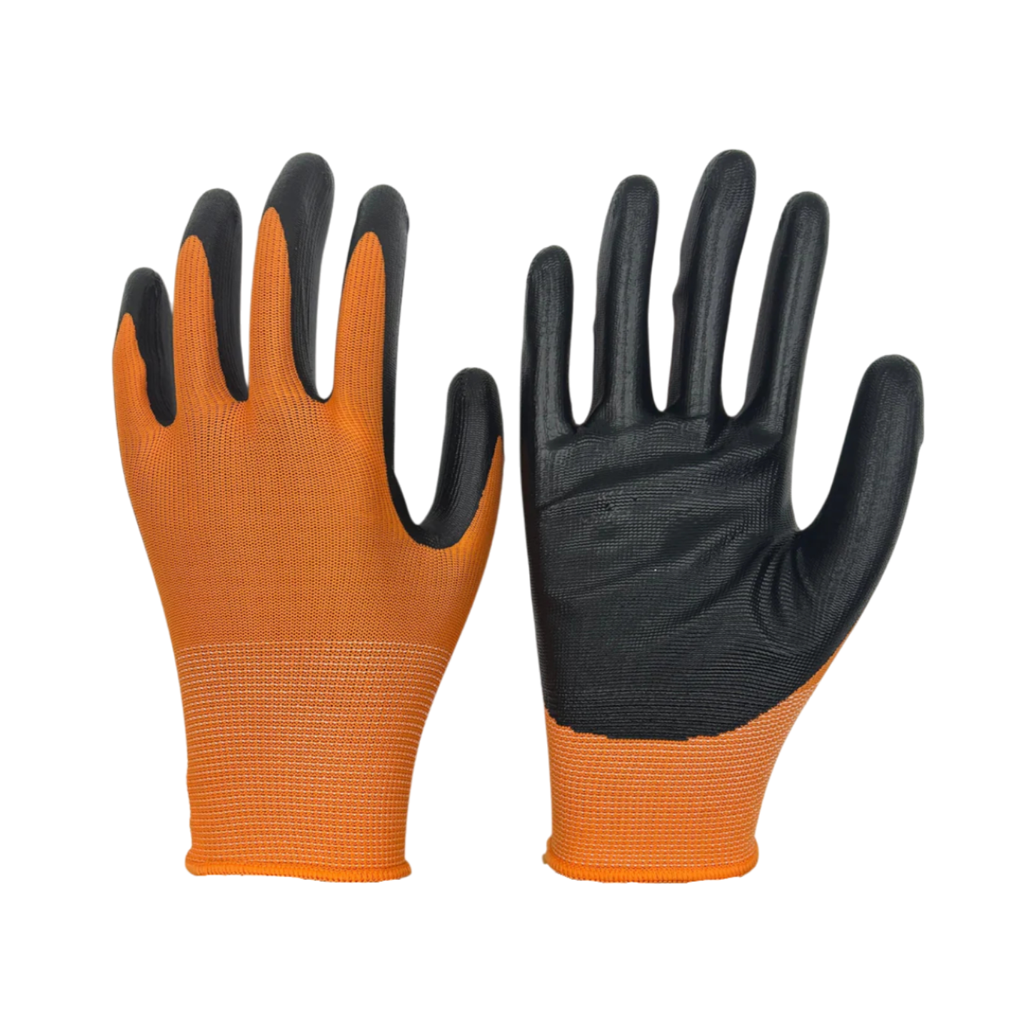 Schield® Nitrile Dipped Work Gloves, size large, in orange.