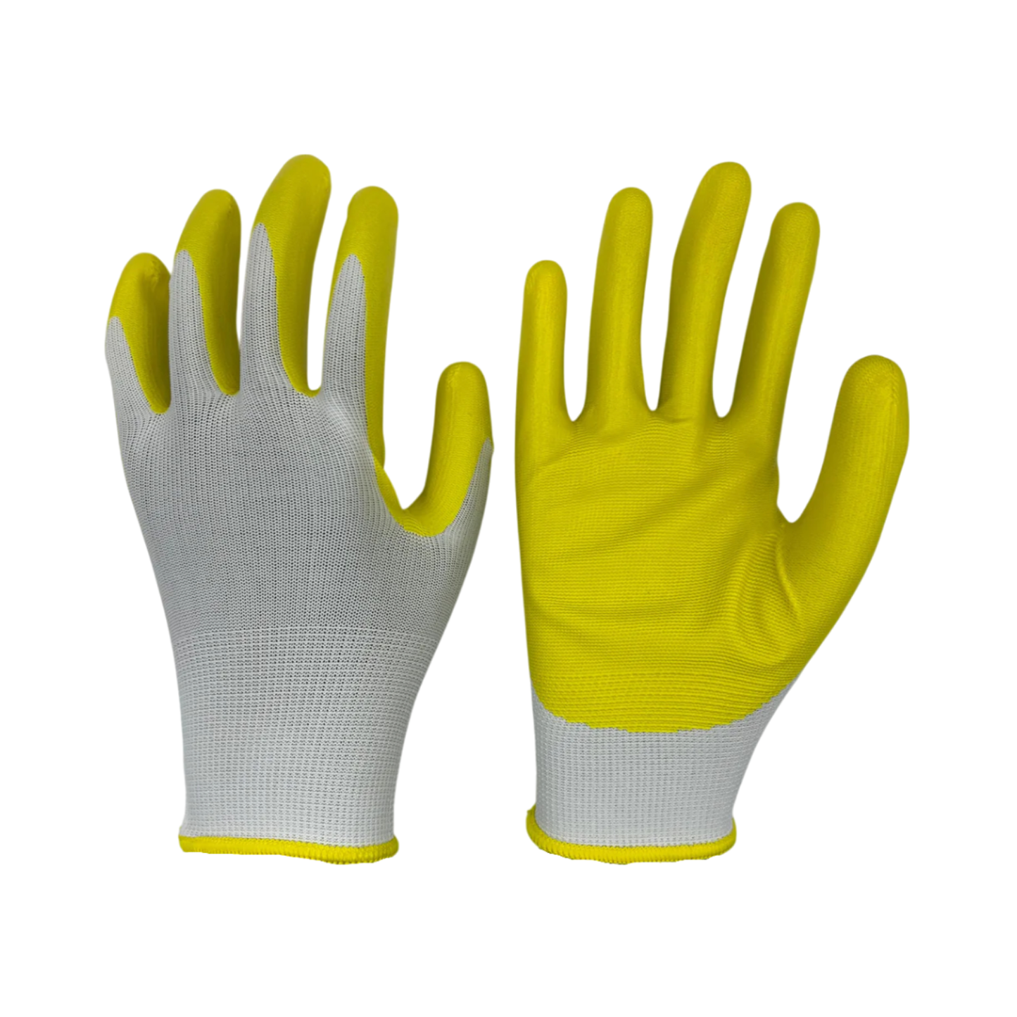 Schield® Nitrile Dipped Work Gloves, size large, in yellow.