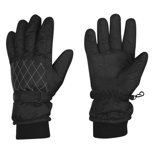 Pair of black gloves with textured palm on a white background
