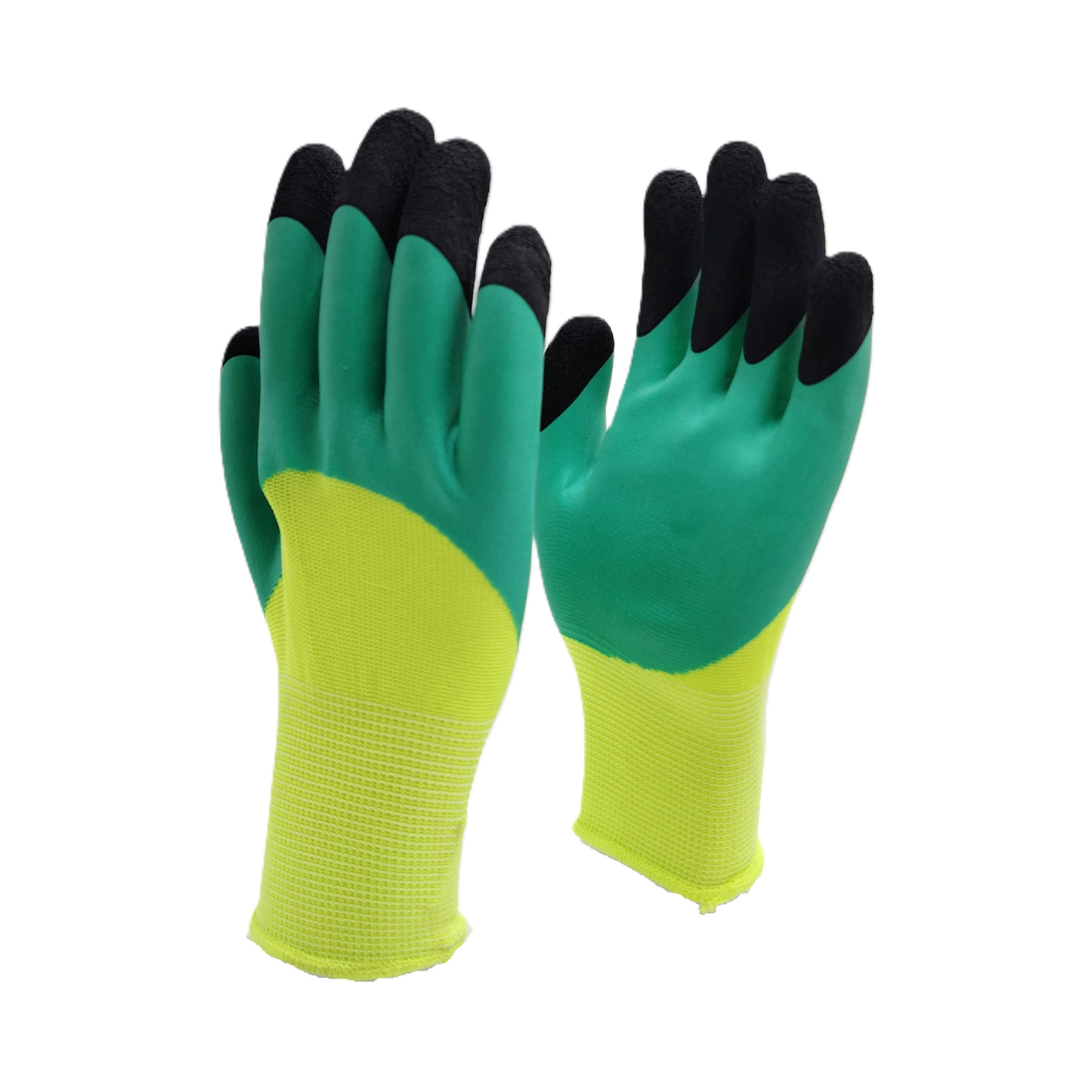 Schield® Premium Latex-Coated Work Gloves, size large, in green.